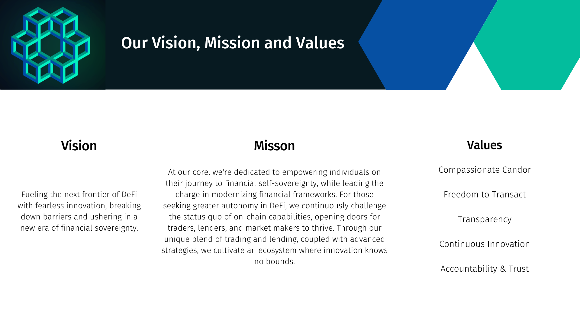 Vision Mission &amp; Values